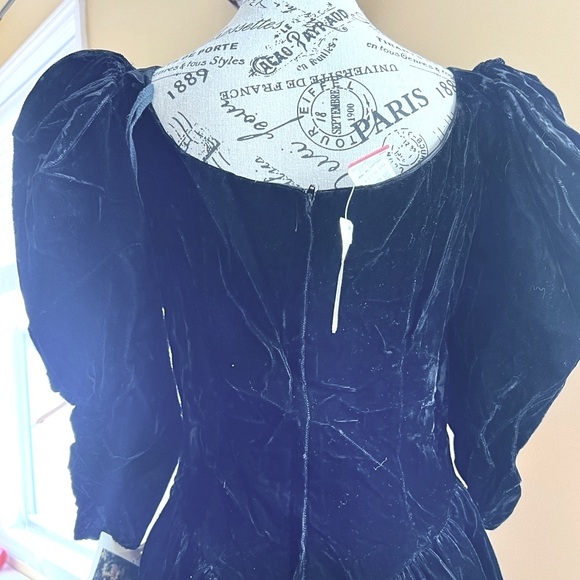 Gunne Sax Jessica McClintock VTG 80s Velvet Royal Black  Size 7 - Picture 11 of 11